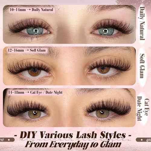 Dark Brown Lash Clusters 80D Fluffy Wispy Volume Cluster Eyelash Extensions D Curl 10?18mm Individual Cluster Lashes 240PCS Brown Eyelash Clusters DIY Lash Extension for Natural Glam Look by Yawamica