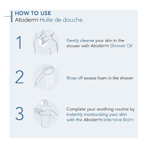 Bioderma Atoderm Shower Oil, Cleansing Oil For Face & Body, Nourishing Cleansing Oil For Dry to Atopic Sensitive Skin For Softer & Smooth Skin For Your Whole Family