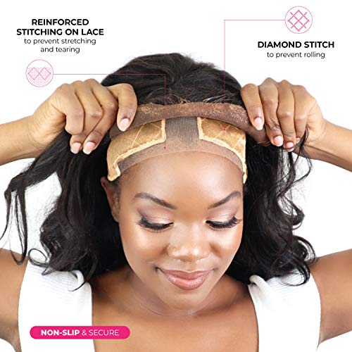 MILANO COLLECTION Lace Wigrip, Premium Lace Wig Band for Women, Fully Adjustable Wig Grip, Reinforced Swiss Lace by HAIRLINE, Secure Velvet Headband, Glueless, Nude