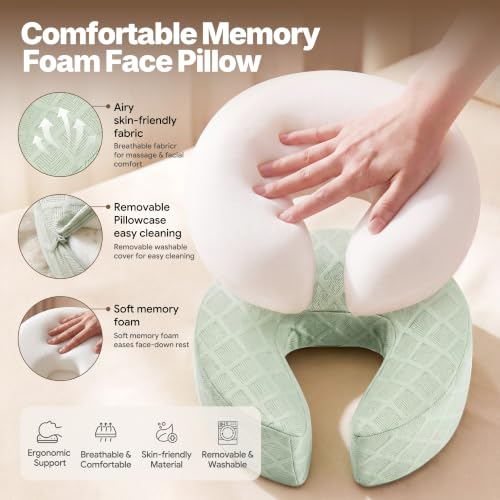 Adjustable Massage Headrest for Bed | Memory Foam Face Cradle