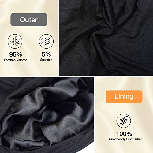 Silk Satin Lined Sleep Bonnet with Adjustable Strap