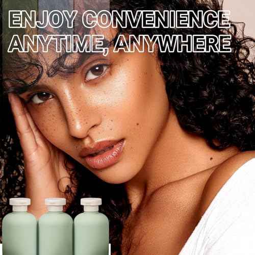 ASEVAT 8.8oz 4Pcs Green Plastic Refillable Travel Shampoo and Conditioner Bottles Plastic Refillable Travel Shampoo Bottles with Flip Cap Shampoo and Conditioner Dispenser