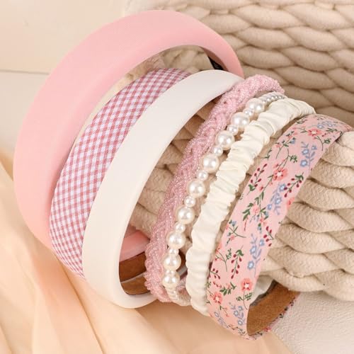 Women's Pearl Floral Padded Headbands Set - 7 Pack