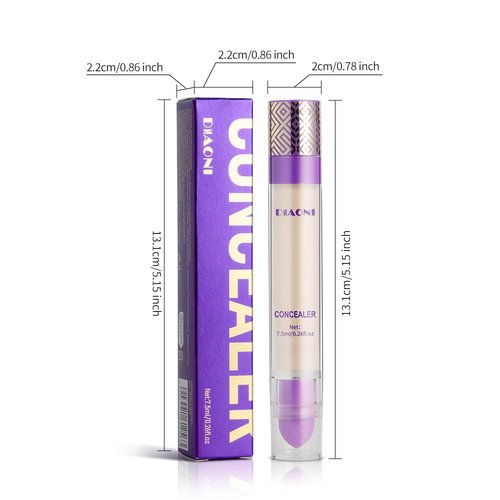 Diaoni Coverage Concealer, Diaoni Korean Concealer, Diaoni Liquid Concealer, Korean Conceals Stick Foundation, Lightweight, Long-Lasting, Waterproof, Natural Full Coverage (02+03, small)
