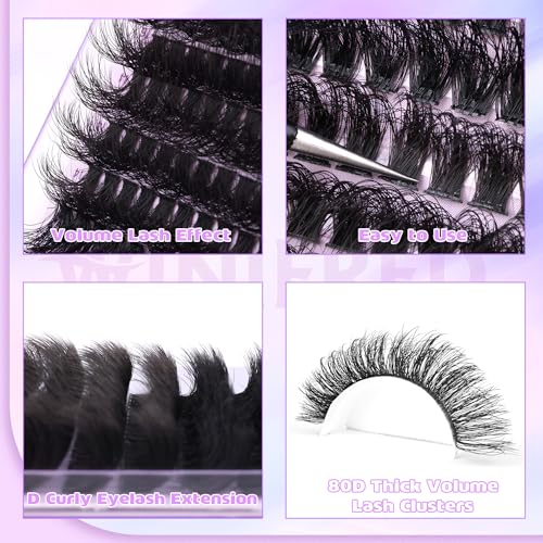 Winifred 80D Mink Cluster Lashes - 240pc Wispy Extensions