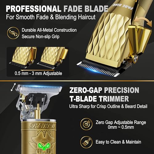FADEKING Cordless Hair Clippers & T-Blade Trimmer Kit, Professional Barber Set