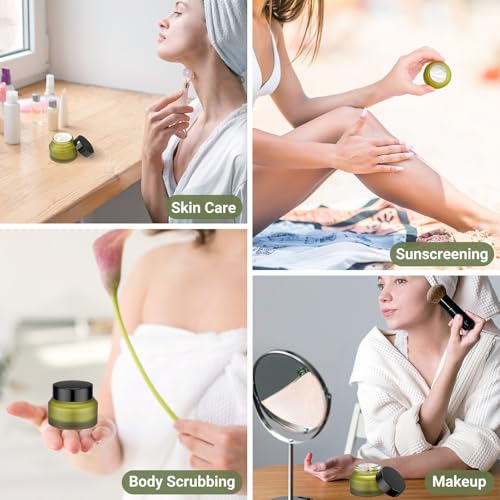 Segbeauty 4-Pack 30ml Frosted Glass Cosmetic Jars with Lids