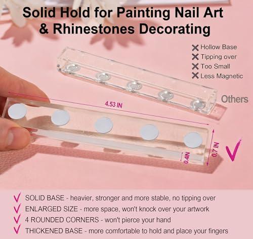 Magnetic Acrylic Nail Stand for Press Ons - Reusable Practice Holder with Jelly Tape