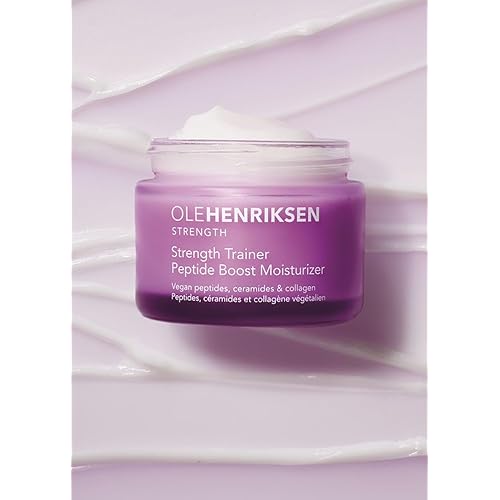 Ole Henriksen Strenth Trainer Peptide Boost Facial Moisturizer with ceramides and collagen Full Size UNBOXED 1.7 fluid ounces 50 milliliter Jar