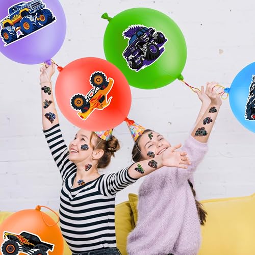Monster Truck Party Favors 72pc Set - Balloons & Tattoos