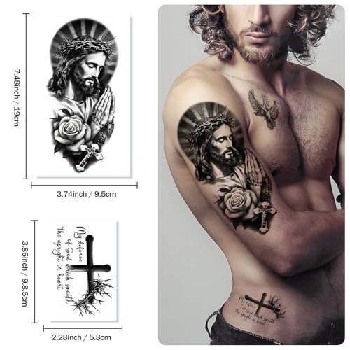Christian Temporary Tattoos - 77 Sheets Religious Jesus Christ Cross