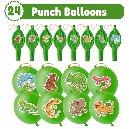 Lizard Party Favors Set: 48 Tattoos & 24 Punch Balloons