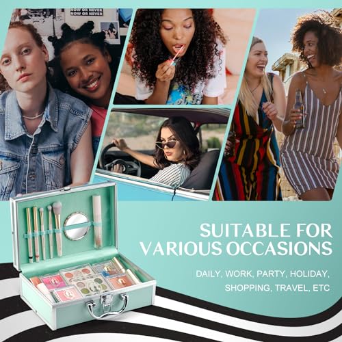 All-in-One Beginner Makeup Kit for Girls - 18 Colors, Green Case