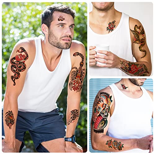 77 Sheets American Traditional Temporary Tattoos for Adults