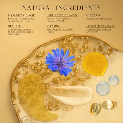 Under Eye Patches Masks - 24K Gold Eye Patch for Dark Circles & Puffy Eyesg,Fine Lines,Eye Bags, Wrinkle,Contains Caffeine and Collagen, Hydration for Women and Men, (60 Pcs) Gold