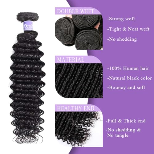Brazilian Deep Wave Hair Bundles 22 Inch - 12A Virgin Human Hair
