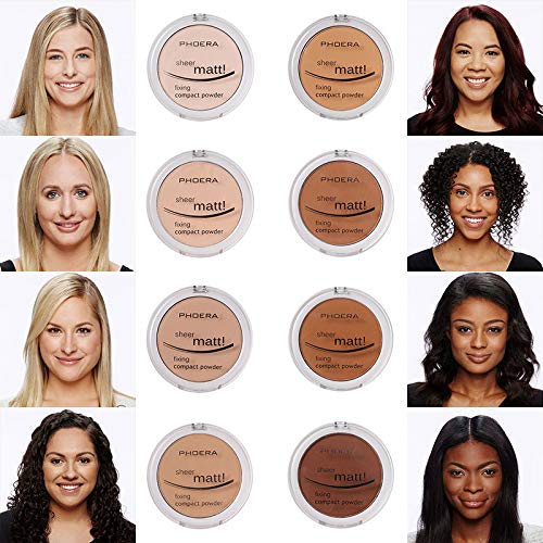 2 Pack PHOERA Matte Face Powder, Control Oil Brighten Skin Color Cover Blemish Makeup Face Setting Setting Powder Foundation¡£(204- Buff Beige)