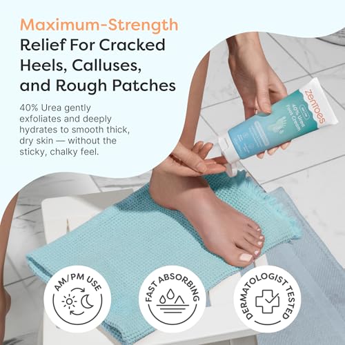 ZenToes Urea Foot Cream 40% - Exfoliating Lotion for Cracked Heels & Dry Feet