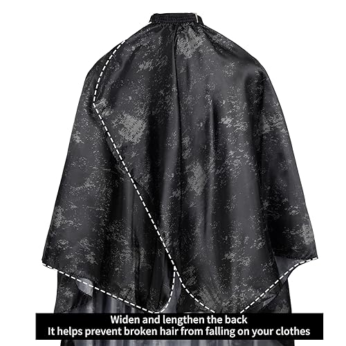 Professional Waterproof Barber Cape with Adjustable Neck for Men & Women - Salon Hair Cutting Cover (Black)