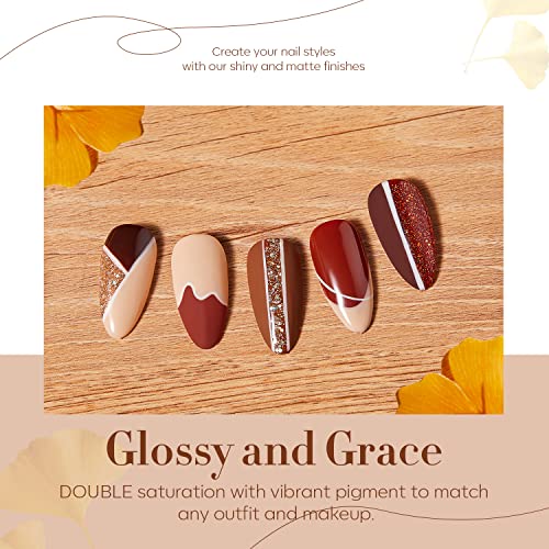 modelones Nail Polish Set, Fall Winter 6 Colors Nail Polish Kit Gold Glitter Brown Quick Dry Nail Polish Manicure DIY Nail Art Salon Home Gift For Women