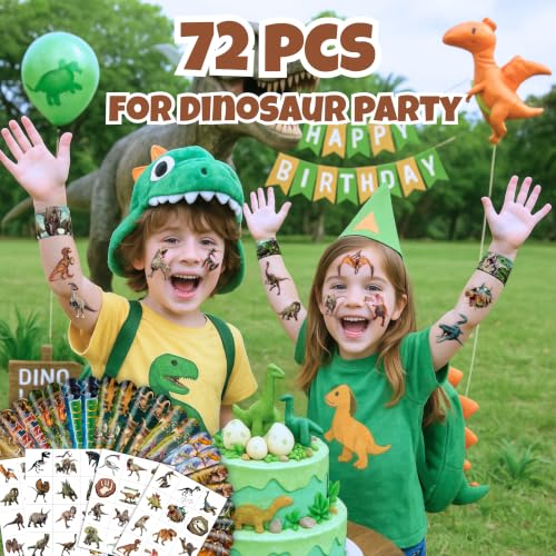 Dinosaur Party Favors 72 Pack - Slap Bracelets & Tattoos