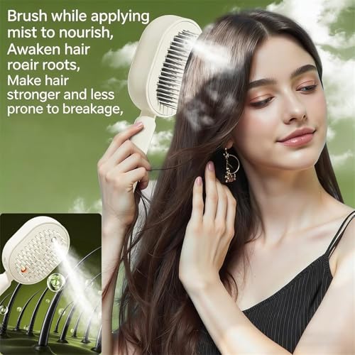 3-in-1 Electric Mist Spray Hair Brush for Frizzy Hair