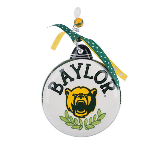 Glory Haus, Collegiate Ceramic Christmas Puff Ornaments - Hand Painted - Celebrate Your Favorite College (Baylor)