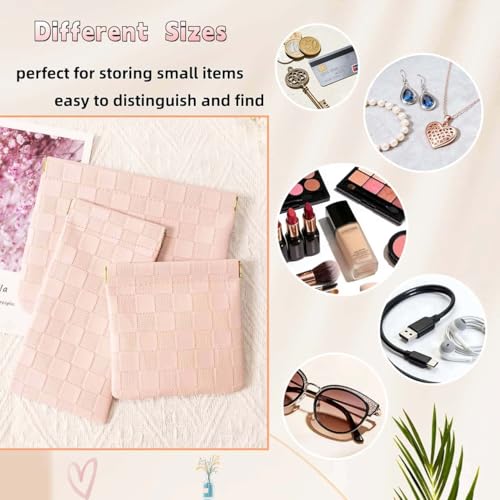 3-Pack Small Makeup Bags for Purse, Waterproof Leather Organizer