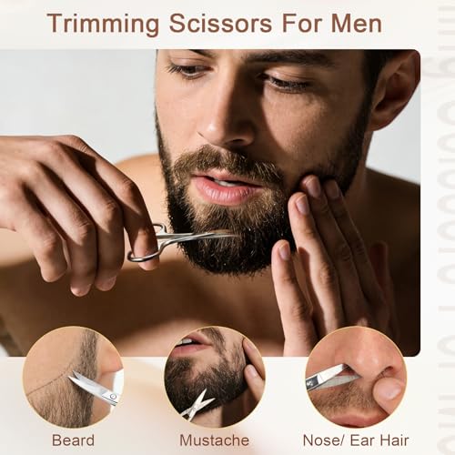 Eyebrow Scissors with Curved Blades for Precise Grooming - Nose & Facial Hair Trimming