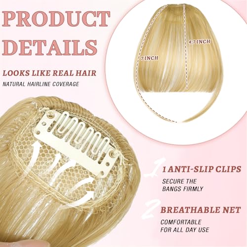 Clip-In Wispy Bangs with Temples for Women Ash Blonde