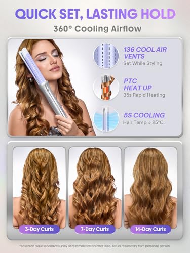 SHEGLAM 1-Inch One Touch Airflow Styler Pro Automatic Rotating Curling Iron with Cool Air Technology