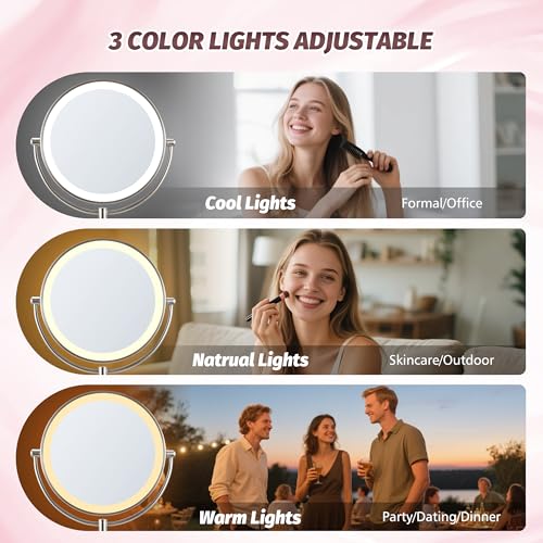 9" Lighted Makeup Mirror 1X/20X Magnification Rechargeable