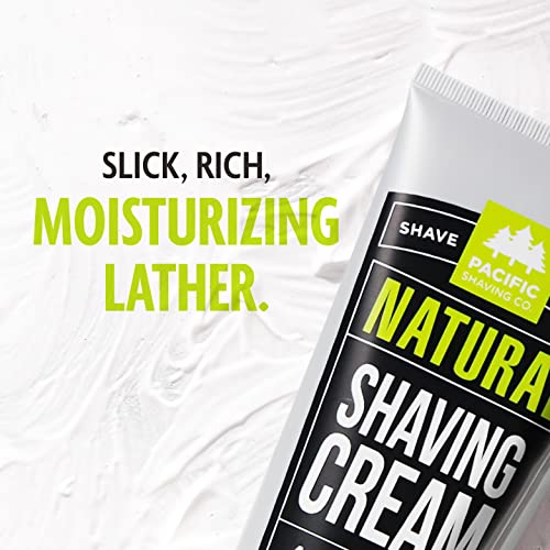 Pacific Shaving Company Natural Shaving Cream - Shea Butter + Vitamin E Shave Cream for Hydrated Sensitive Skin - Clean Formula for a Smooth, Anti-Redness + Irritation-Free Shave Cream (3.4 Oz)