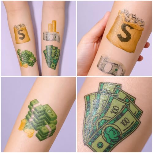 96 PCS Fun Money Temporary Tattoos for Kids - Party Favors