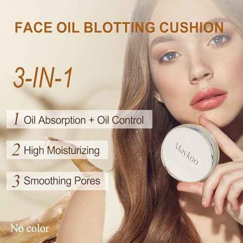 Face Oil Blotting Cushion Instead of Oil Blotting Paper Sheets for Oily Skin, Oil Absorbing Liquid Mattifying Cushion, Moisturizing & Smoothing Pores with Natural Tea Tree, Oil control for Make Up