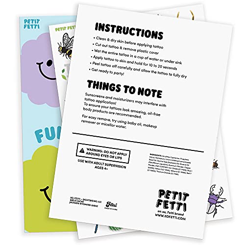xo, Fetti Bug Temporary Tattoos - 48 Glitter Styles | Buggin' Out Insect Birthday Party Supplies, Bees, Spiders, Beetles, Butterflies, Arts and Crafts