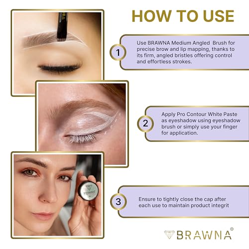 BRAWNA Professional Eyebrow Mapping Kit - White Mapping Paste & Brushes