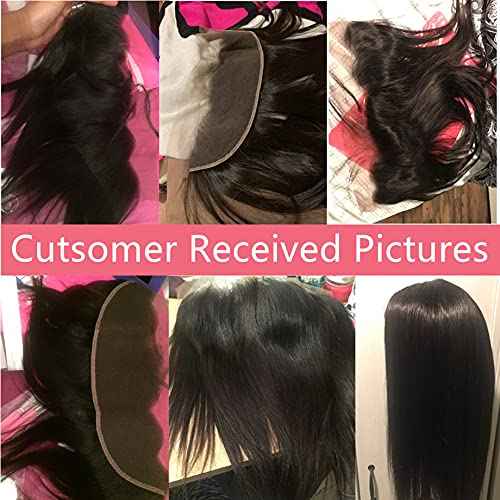 13x4 Ear to Ear Hd Lace Frontal Closure Human Hair Straight 100% Unprocessed Brazilian Virgin Human Hair Front Closure HD Transparent Lace Frontal Pre Plucked with Baby Hair 14 Inch Natural Color