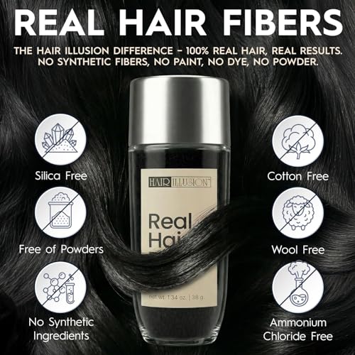 Hair Illusion Black Real Hair Fibers - 38g Thickening Concealer