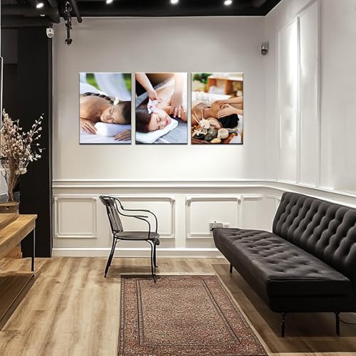 Spa Massage Wall Art Health Beauty Picture Spa Salon Wall Decor Massage Poster Spa Studio Salon Decoration Health Beauty Painting for Beauty Salon Clinic Canvas Printings Framed Ready to Hang(48''Wx22''H)
