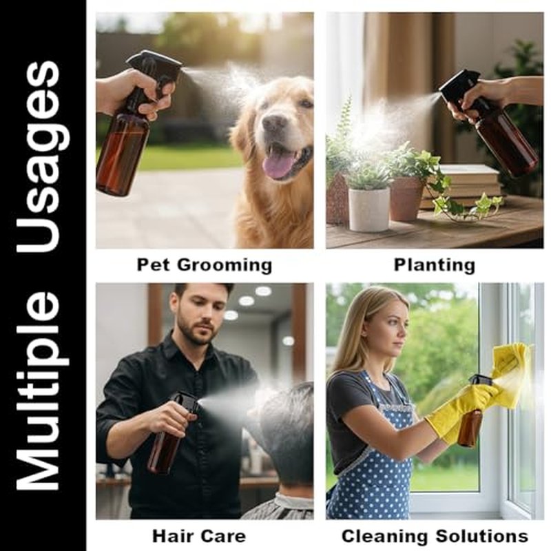 12oz Continuous Spray Bottles | Heavy Duty Mister for Hair, Plants & Cleaning (2-Pack)