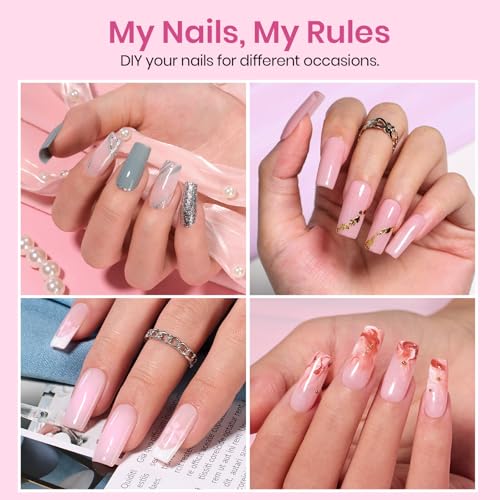 Beetles Gel Nail Tips - 384pcs Square Medium, Pre-Etched Half Matte