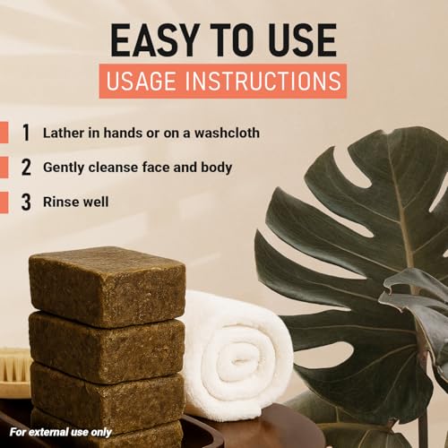 Araba's Shea Traditional African Black Soap ? 100% Raw, Natural & Handmade in Ghana ? With Shea Butter & Coconut Oil ? Deep Cleansing Face Wash & Body Soap for Acne, Dark Spots & Glowing Skin ? 7oz