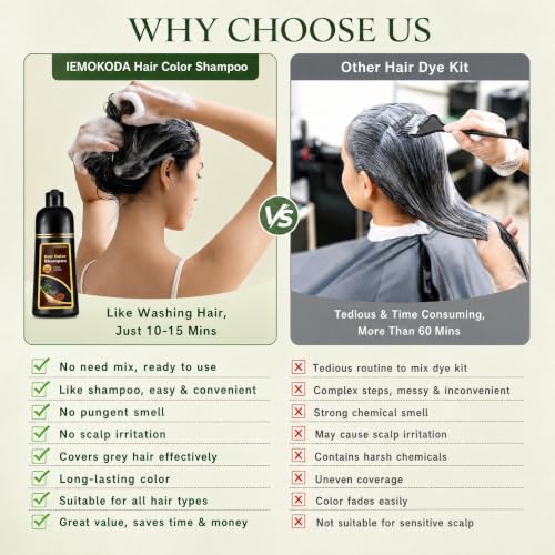 Black Hair Dye Shampoo for Gray Hair Coverage
