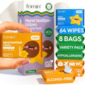 FOMIN Mini Travel Hand Sanitizer Wipes Variety Pack, 8 Pack, Alcohol-Free & Biodegradable