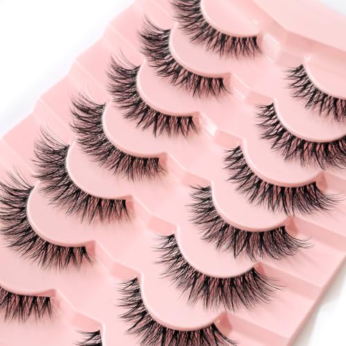 Cat Eye False Eyelashes 12mm Faux Mink 7 Pairs