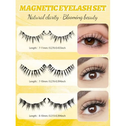 Magnetic Eyelashes with Applicator,Reusable Magnetic Lashes without Eyeliner, Glue-free False Lashes, Waterproof, Lightweight, Suit for Natural Makeup(Simple)