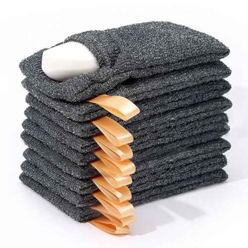 Antimbee 9-Packs Soap Bags, Soap Exfoliating Saver, Body Scrubber Shower Sponge for Shower or Bath, Loofah Sponge Gray Mesh Bar Soap Pouch