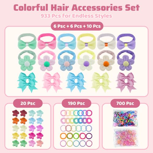 933-Piece Girls Hair Accessories Set with Organizer - Beige