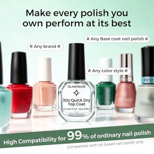 Glamonade Quick Dry Top Coat Nail Polish - Long Lasting No Chip Shine